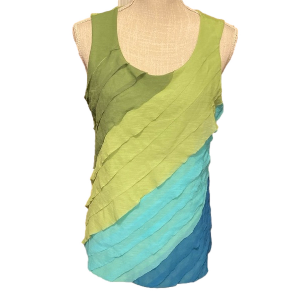 Coldwater Creek Sleeveless Raw Hem Layered Blouse Size M